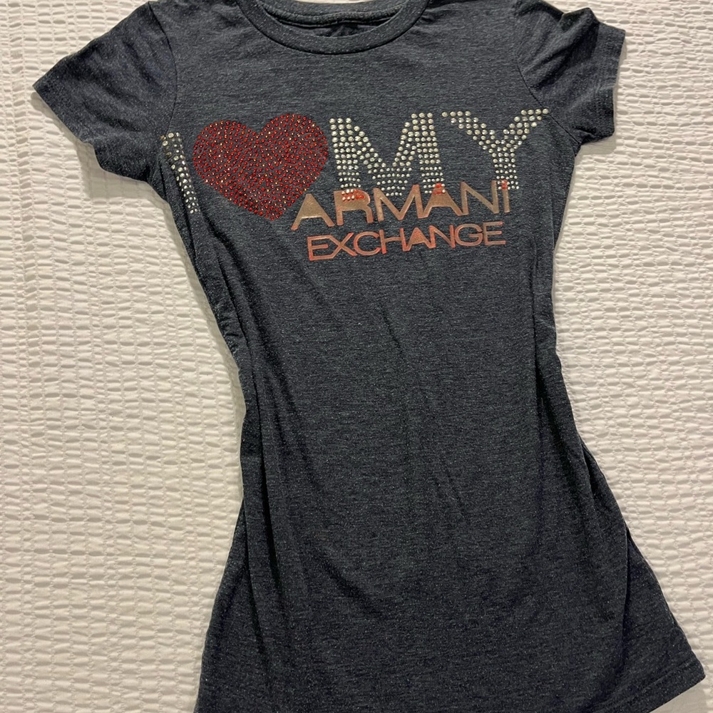 Y2K bling Armani Exchange Women's Gray T-Shirt